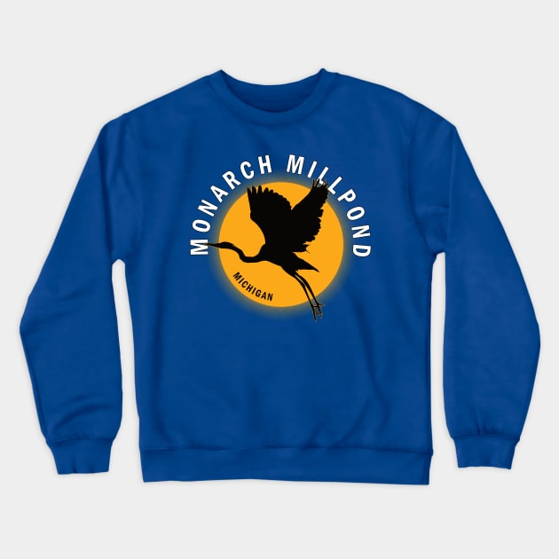 Monarch Millpond in Michigan Heron Sunrise Crewneck Sweatshirt by BirdsEyeWorks